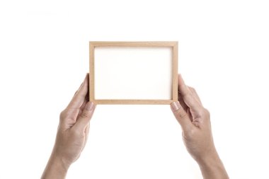 elini tutmak bir boş fotoğraf çerçevesi