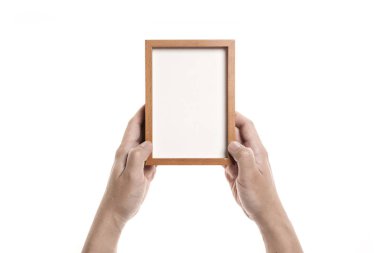 elini tutmak bir boş fotoğraf çerçevesi
