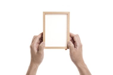 elini tutmak bir boş fotoğraf çerçevesi