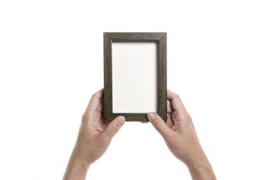 elini tutmak bir boş fotoğraf çerçevesi