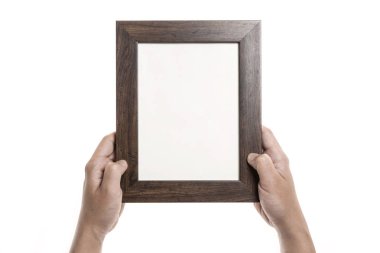 elini tutmak bir boş fotoğraf çerçevesi