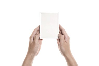 elini tutmak bir boş fotoğraf çerçevesi