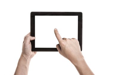 el akıllı bir aygıtı tutun ve dokunmatik ekran.