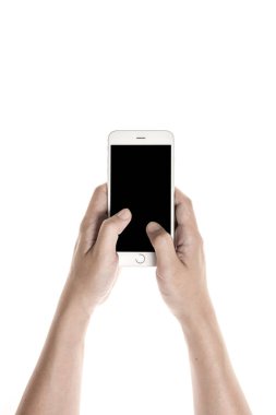 el akıllı bir aygıtı tutun ve dokunmatik ekran.