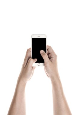 el akıllı bir aygıtı tutun ve dokunmatik ekran.