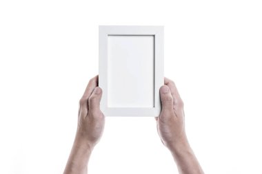 elini tutmak bir boş fotoğraf çerçevesi