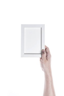 elini tutmak bir boş fotoğraf çerçevesi