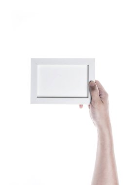 elini tutmak bir boş fotoğraf çerçevesi
