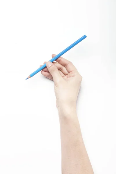 Hand som håller färgen pencil — Stockfoto