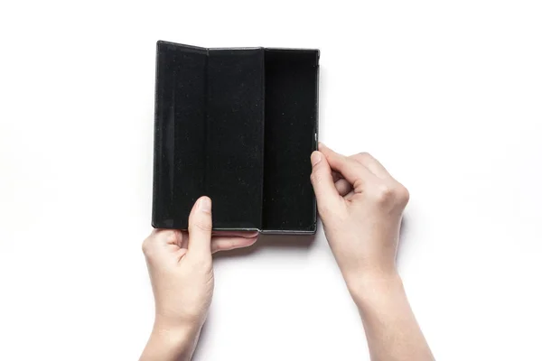 Holding a black box — Stock Photo, Image