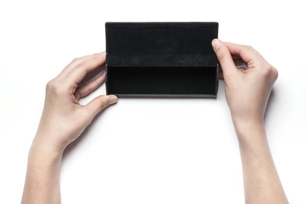 Holding a black box — Stock Photo, Image