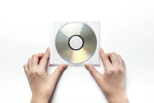 Holding a cd — Stock Photo, Image