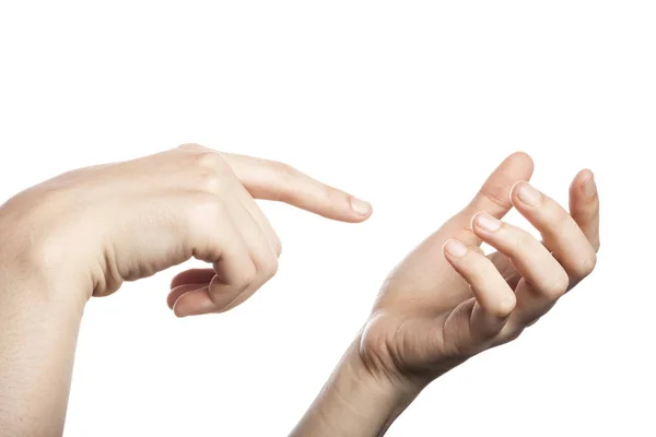 Manos agarre algo o teléfono inteligente . — Foto de Stock