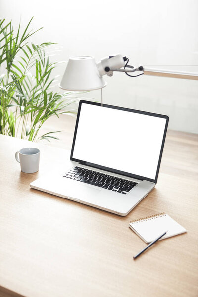 business concepts. (working on daylight wood desk)