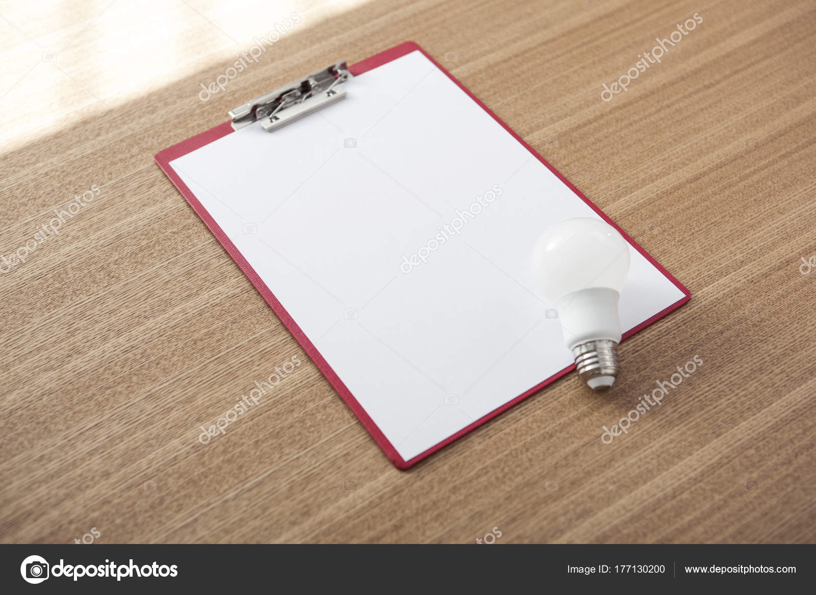 modern office concepts daylight wood desk red clipboard stock modern clipboard