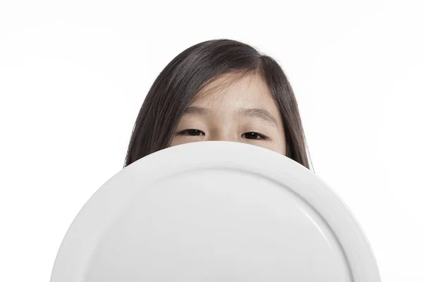 Cute Girl Holding Plate — Stock Photo, Image