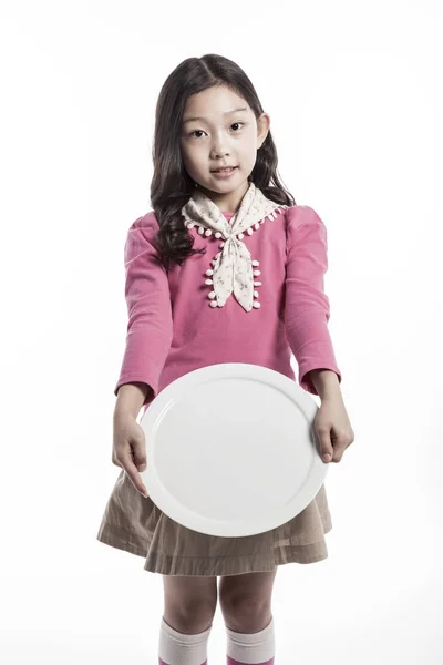 Cute Girl Holding Dish — Stock Photo, Image