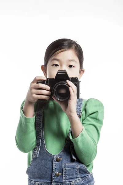 Cute Girl Holding Camera — Stock Photo, Image