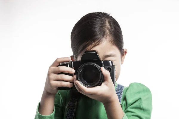 Cute Girl Holding Camera — Stock Photo, Image