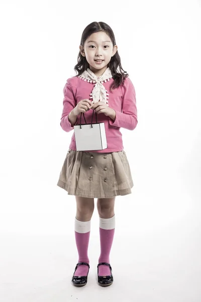 Ένα Κορίτσι Της Ασίας Κορέας Ιαπωνικά Κινέζικα Παιδί Μαθητής Παιδί — Φωτογραφία Αρχείου