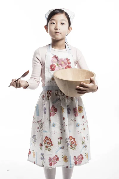 Ασιατικό Χαριτωμένο Κορίτσι Μαγείρεμα — Φωτογραφία Αρχείου