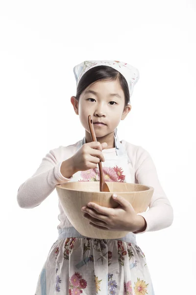 Bonito Asiático Menina Cozinhar — Fotografia de Stock