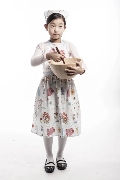 Bonito Asiático Menina Cozinhar — Fotografia de Stock