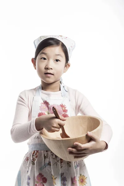Bonito Asiático Menina Cozinhar — Fotografia de Stock