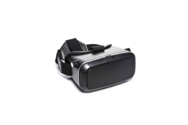 Beyaz arka plan üzerinde izole siyah sanal reality(Vr) kask