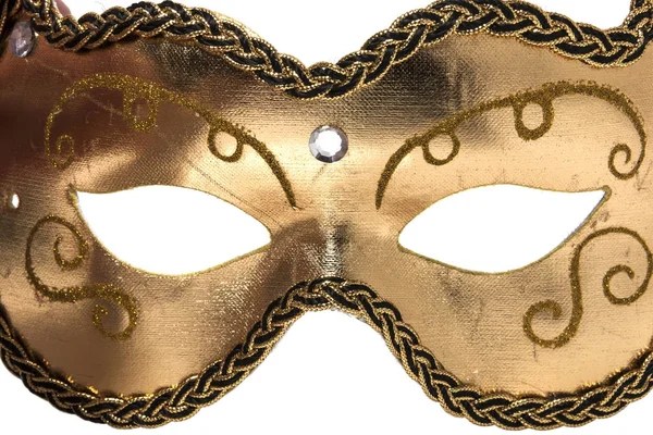 Glänzende Goldene Masken Isoliert Auf Weißem Hintergrund — Stockfoto