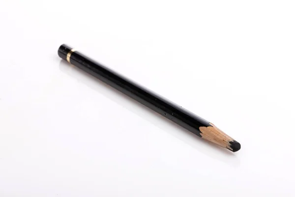Wooden Black Pencil White Background — Stock Photo, Image