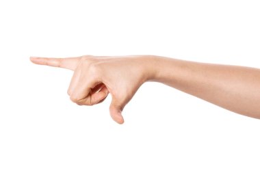 Kadın el hareketi (şeytan, rock 'n roll) beyaz üzerinde izole.