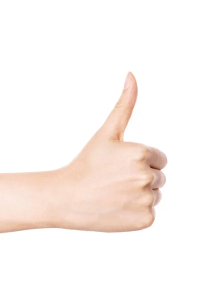 Gesto Mão Mulher Número Melhor Isolado Branco — Fotografia de Stock