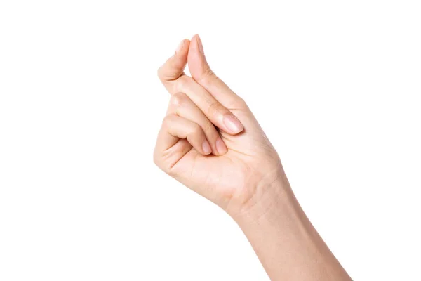 Kadın el hareketi (tamam, ritim) beyaz üzerine izole.