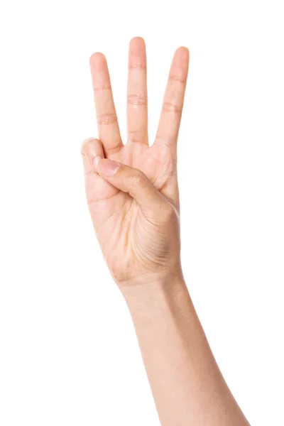 Woman Hand Gesture Number Isolated White — Stock Photo, Image