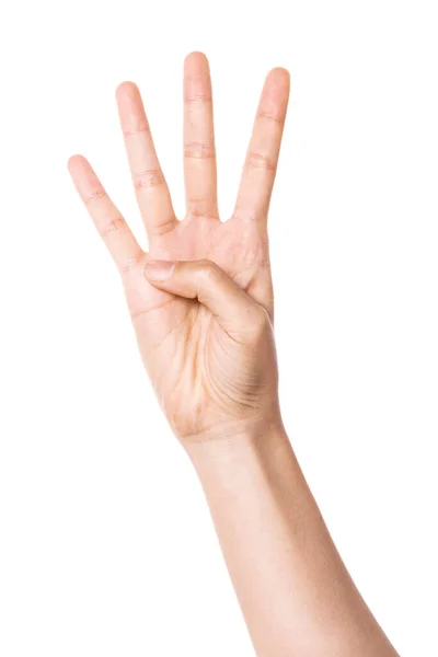 Gestul Mână Feminin Numărul Izolat Alb — Fotografie, imagine de stoc