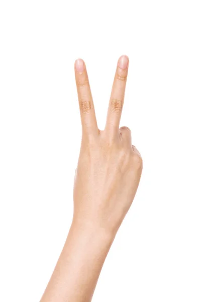 Woman Hand Gesture Number Isolated White — Stock Photo, Image