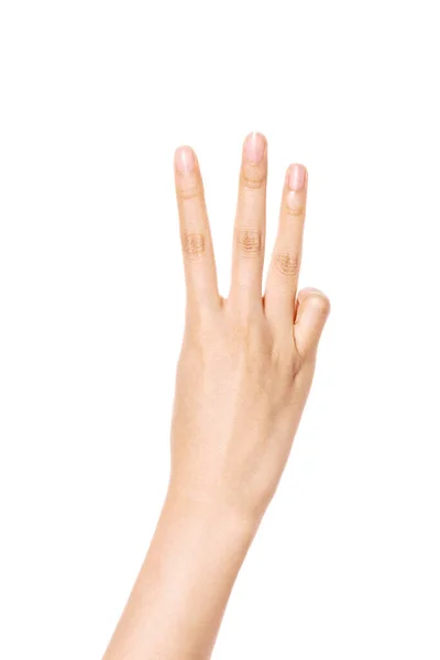 Woman Hand Gesture Number Isolated White — Stock Photo, Image