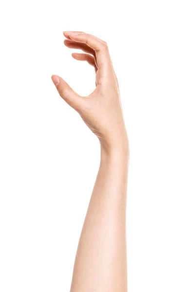 Woman Hand Gesture Hold Isolated White — Stock Photo, Image