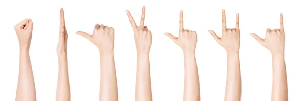 Set Group Hand Gesture Number Devil Isolated White — Stock Photo, Image