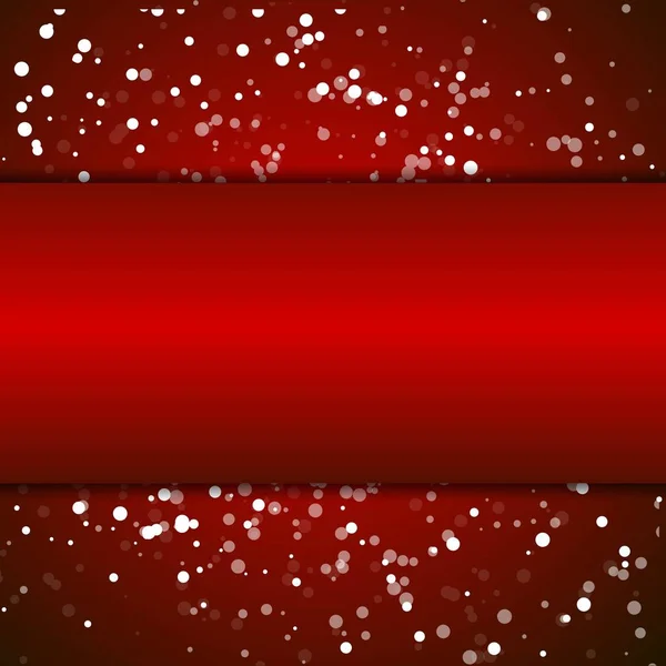 Red abstract background with white particles, like snow, for use at Christmas or New Years banners flyers greeting cards. Vector image — Stock Vector