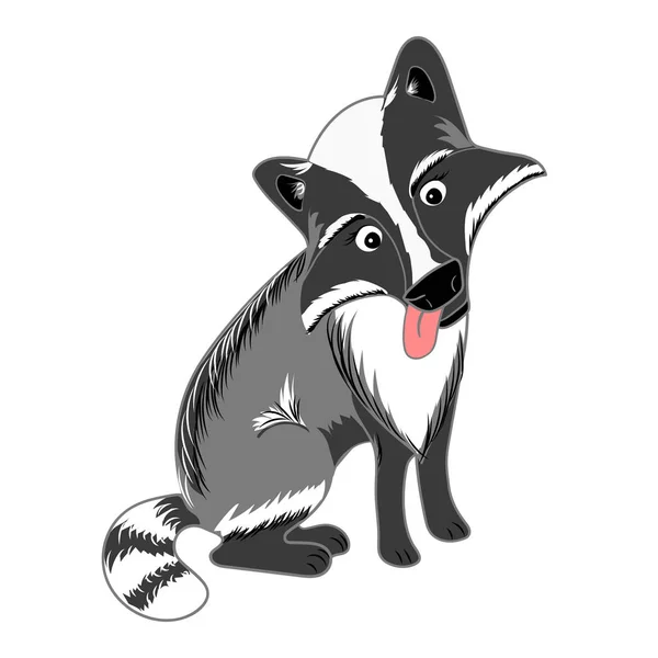 Rakun köpek Nyctereutes procyonoides. Sevimli çizgi film karakteri onun dilini ve güzel gözleri — Stok Vektör