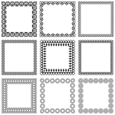Vintage vektör çerçeveleri ve borders desenleri ile ayarla
