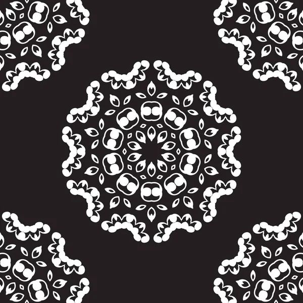 シームレスなビンテージ パターン タイル 無限のテクスチャは パターンの塗りつぶし Web ページの背景テクスチャに使用できます レトロな白黒の幾何学的な飾り — ストックベクタ