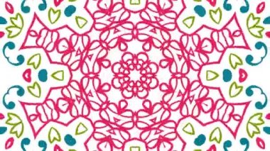 Kaleydoskop sıra desenleri. Soyut çok renkli hareketli grafik arka plan. Güzel parlak süsleme. Sorunsuz döngü.