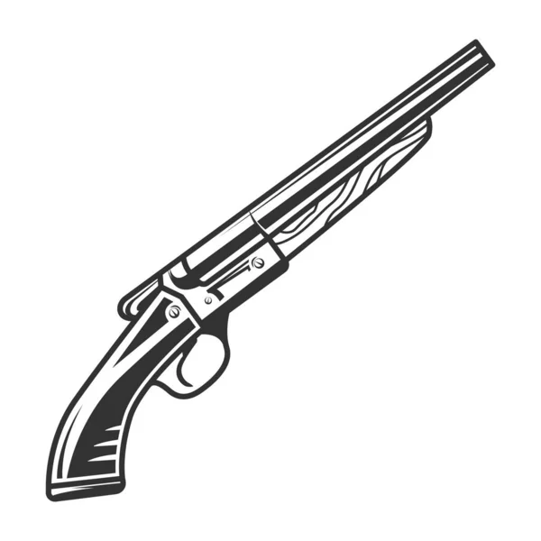 Vintage Monochromatyczne Piłą Shotgun Myśliwski Koncepcja Pistolet Odizolowane Ilustracji — Wektor stockowy