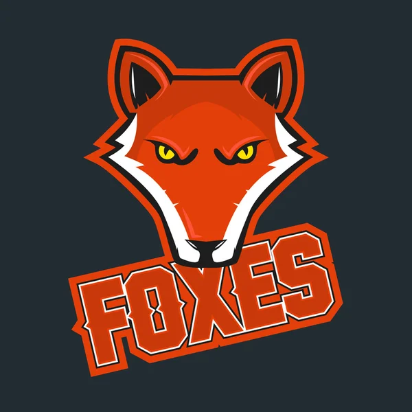 Logo profesional moderno para el equipo deportivo. La mascota de Fox. Zorros, símbolo vectorial sobre un fondo oscuro . — Archivo Imágenes Vectoriales