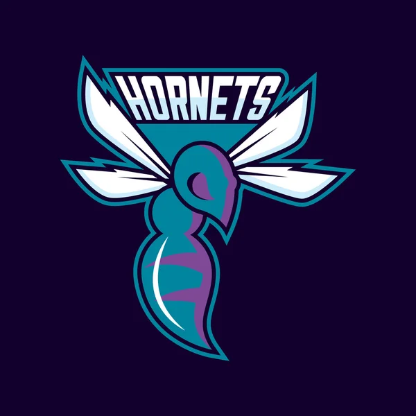 Modern profesyonel logo spor takımı için. Hornet maskotu. Hornets, karanlık bir arka plan vektör sembolü.