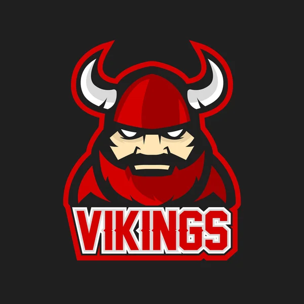 Logotipo profissional moderno para equipe esportiva. Mascote Viking. Vikings, símbolo vetorial em um fundo escuro . —  Vetores de Stock