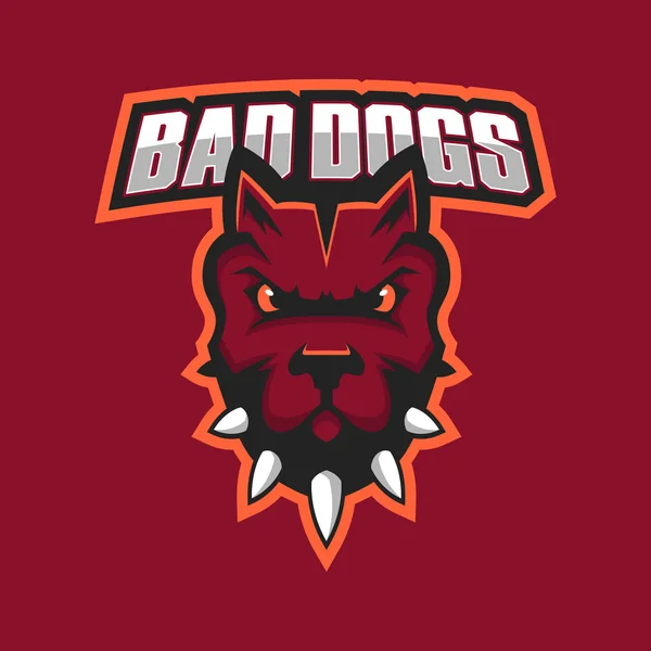 Modern profesyonel logo spor takımı için. Pitbull maskotu. Pitbulls, karanlık bir arka plan vektör sembolü.